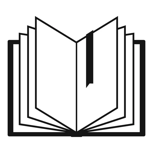 Book bookmark icon, simple black style — Stock Vector