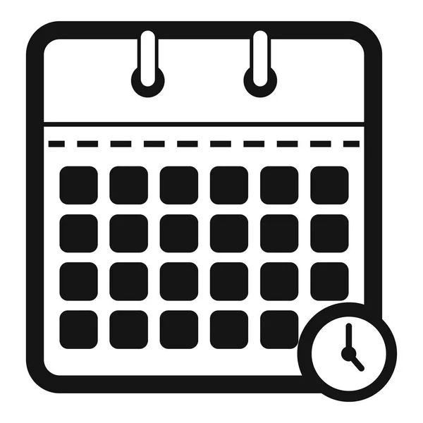 Ikonę czasu kalendarza, prostym stylu czarny — Wektor stockowy