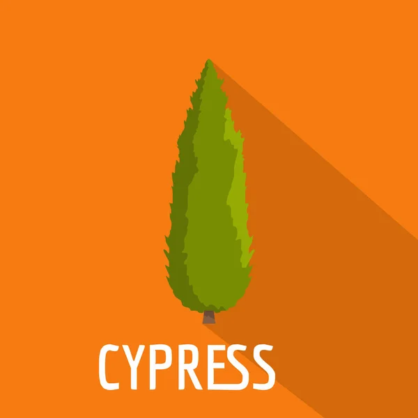 Cypress tree pictogram, vlakke stijl — Stockvector