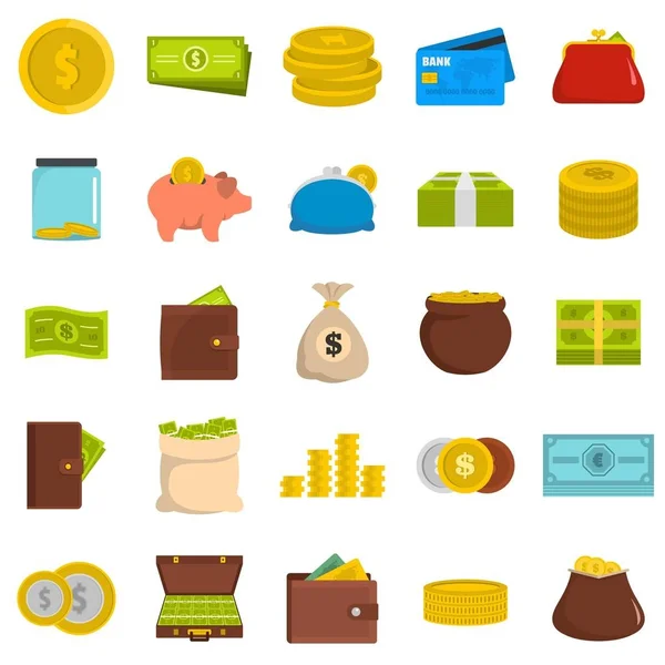 钱的图标集，平面样式 — 图库矢量图片