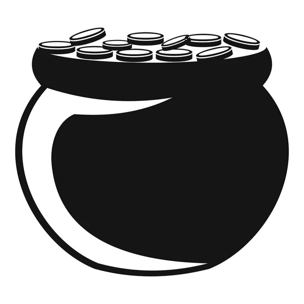 Icono de moneda de olla, estilo negro simple — Archivo Imágenes Vectoriales
