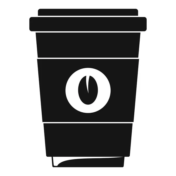 Café ícone copo de plástico, estilo preto simples — Vetor de Stock