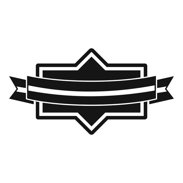 Icône de ruban d'insigne, style noir simple — Image vectorielle