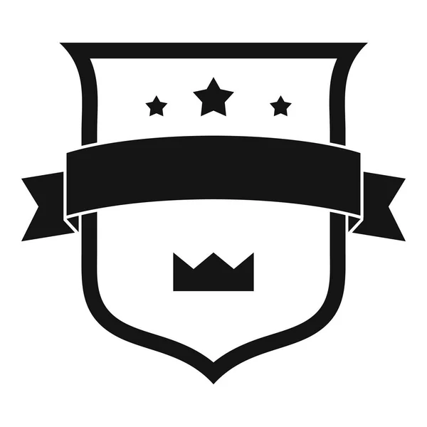 Badge couronne icône, style noir simple — Image vectorielle