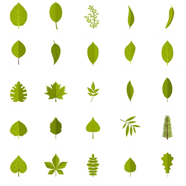Leaf icons set, flat style — Stock Vector