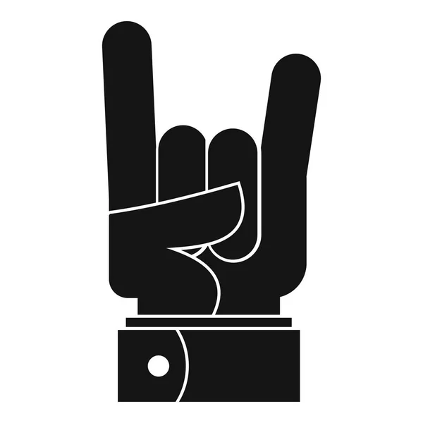 Ikona dłoni rock, prostym stylu czarny — Wektor stockowy