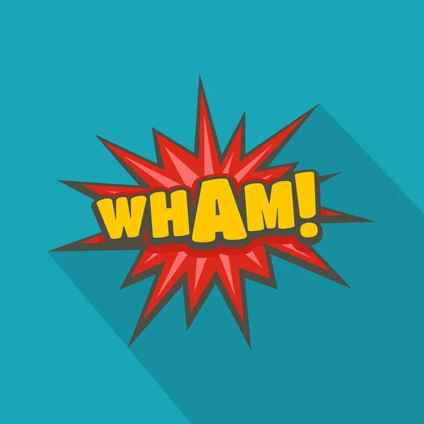 Boom cómico wham icono, estilo plano — Vector de stock