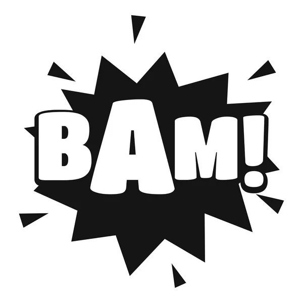 Bam icono de boom cómico, estilo negro simple — Vector de stock