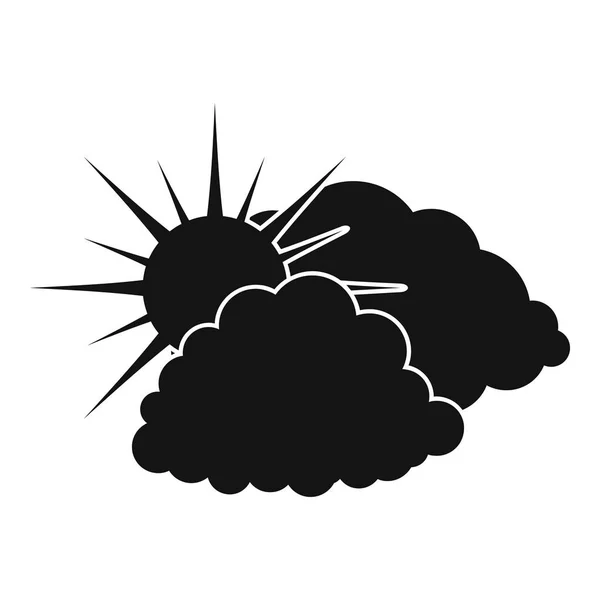 Icône soleil nuageux foncé, style noir simple — Image vectorielle