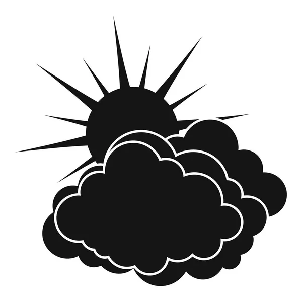 Icône soleil nuageux bleu, style noir simple — Image vectorielle