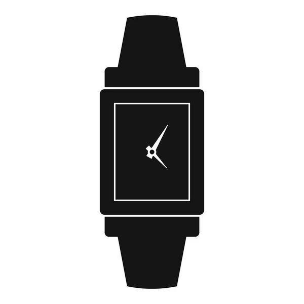 Náramkové hodinky dřevěné ikona, jednoduché černé styl — Stockový vektor