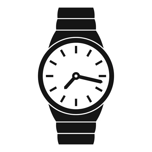 Reloj de pulsera icono hombre, estilo negro simple — Vector de stock