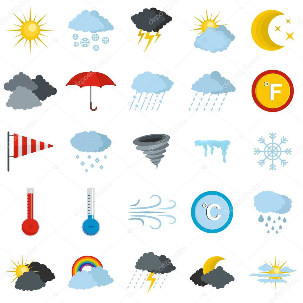 Weather icons set, flat style