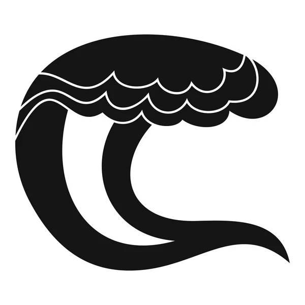 Welle Wasser Meer Symbol, schlichter schwarzer Stil — Stockvektor