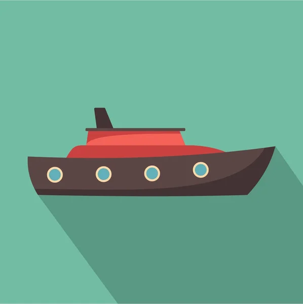 Icono del mar del barco, estilo plano — Vector de stock