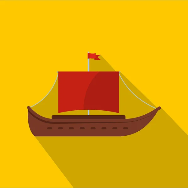 Πλοίο αρχαίου εικονίδιο, επίπεδη στυλ — Διανυσματικό Αρχείο