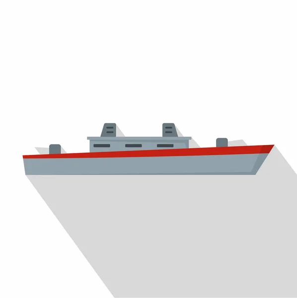 Schip militaire pictogram, vlakke stijl — Stockvector