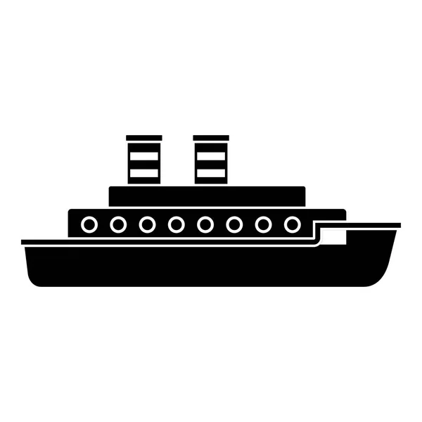 Ångbåten ikon, enkel svart stil — Stock vektor