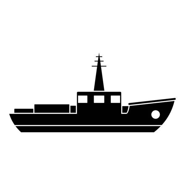 Ship fishing icon, simple black style — Stock Vector