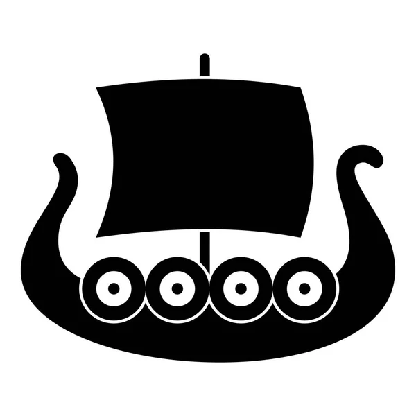 Nave icona vichinga, semplice stile nero — Vettoriale Stock