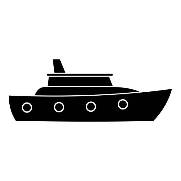 Πλοίο στη θάλασσα εικονίδιο, απλό στυλ μαύρο — Διανυσματικό Αρχείο