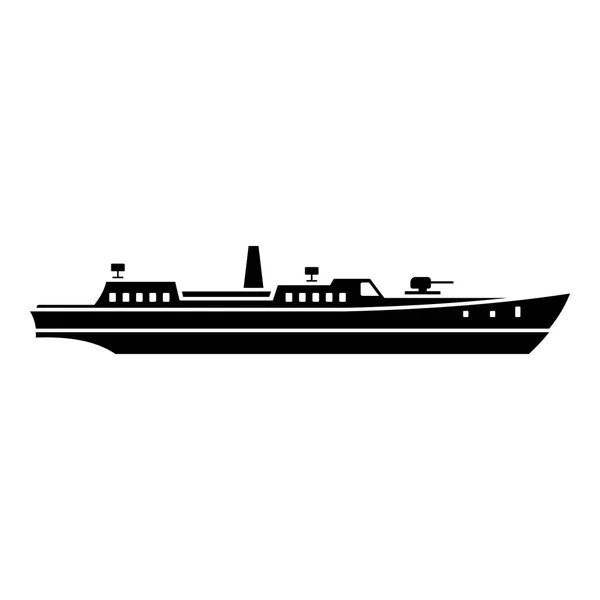 Schiffskampf-Ikone, schlichter schwarzer Stil — Stockvektor