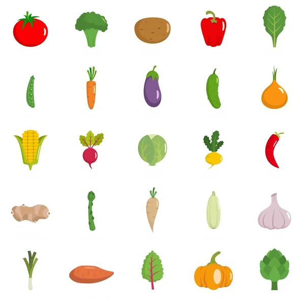 Conjunto de iconos de verduras, estilo plano — Archivo Imágenes Vectoriales