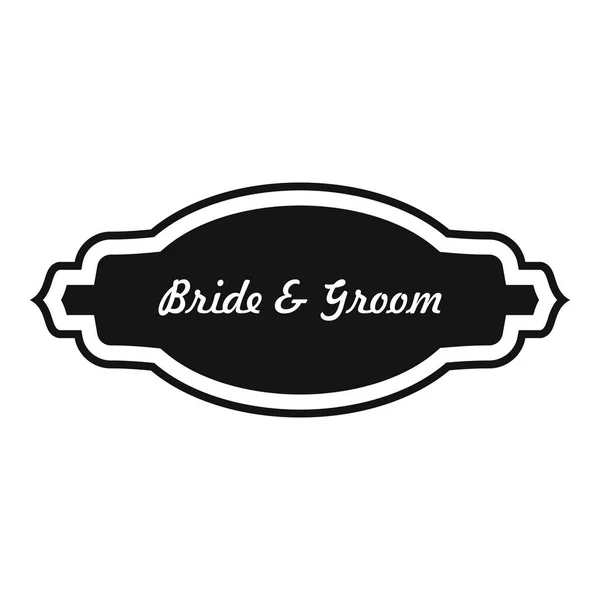 Bruden och brudgummen etikett ikon, enkel stil. — Stock vektor