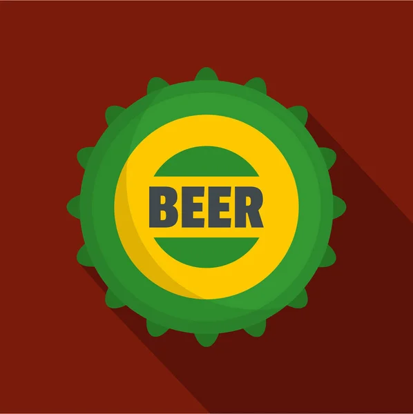 Beer cap icon, flat style. — Stock Vector