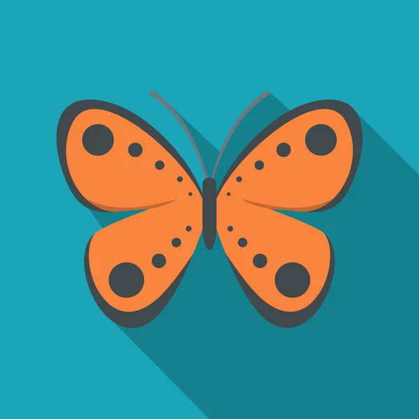 Tropická ikona motýla, plochý styl. — Stockový vektor