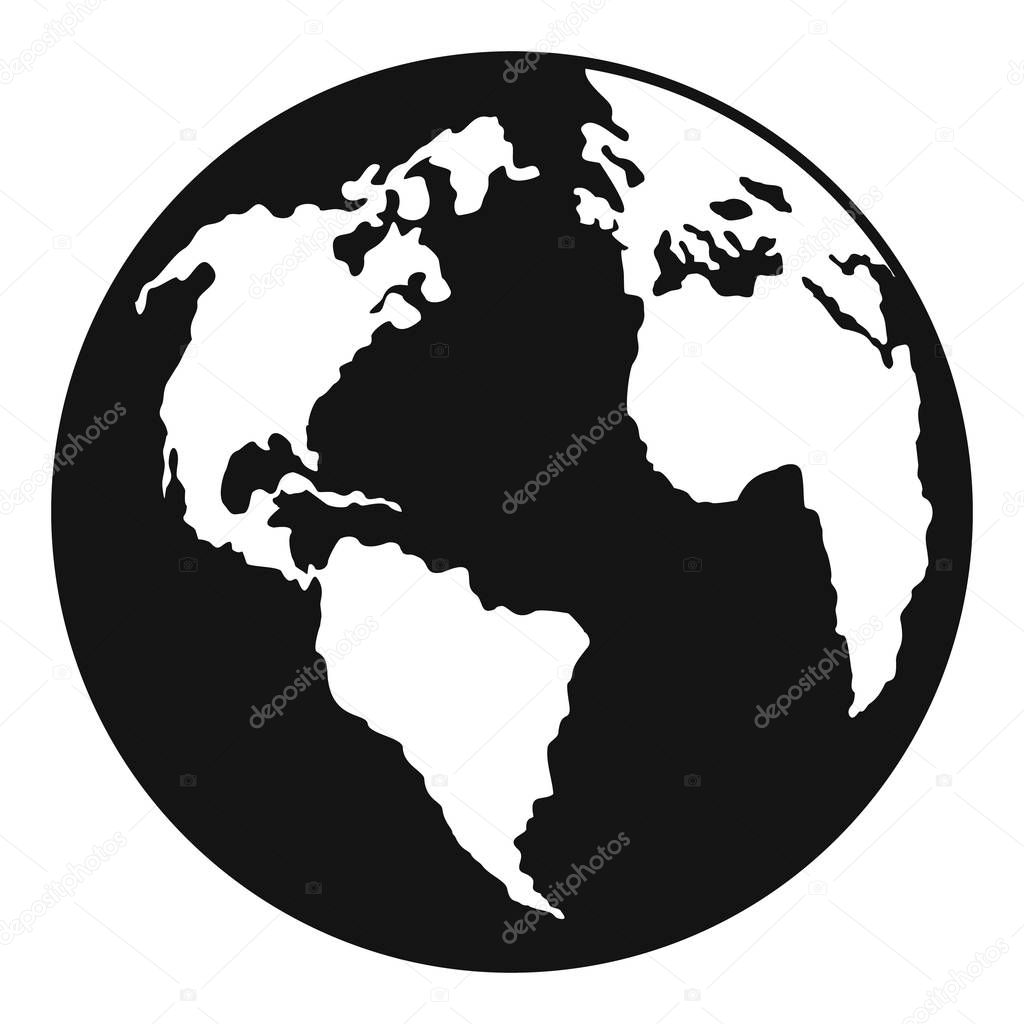 Continent on planet icon, simple style.