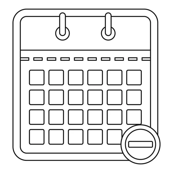 Calendario con icono menos, estilo de esquema . — Archivo Imágenes Vectoriales