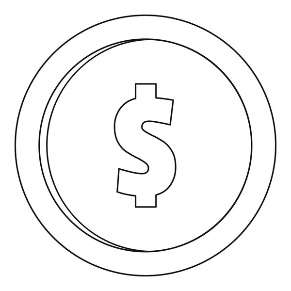 Icono de un dólar, estilo de esquema . — Vector de stock