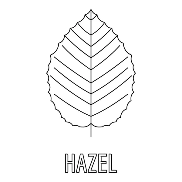 Hazel yaprak simgesi, anahat stili. — Stok Vektör