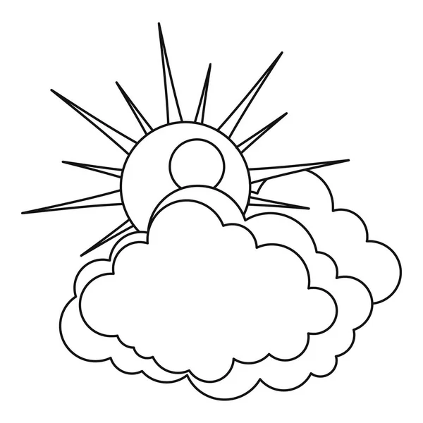 Icono de sol y nube, estilo de contorno . — Archivo Imágenes Vectoriales