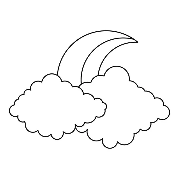 Lune et icône nuage, style contour. — Image vectorielle