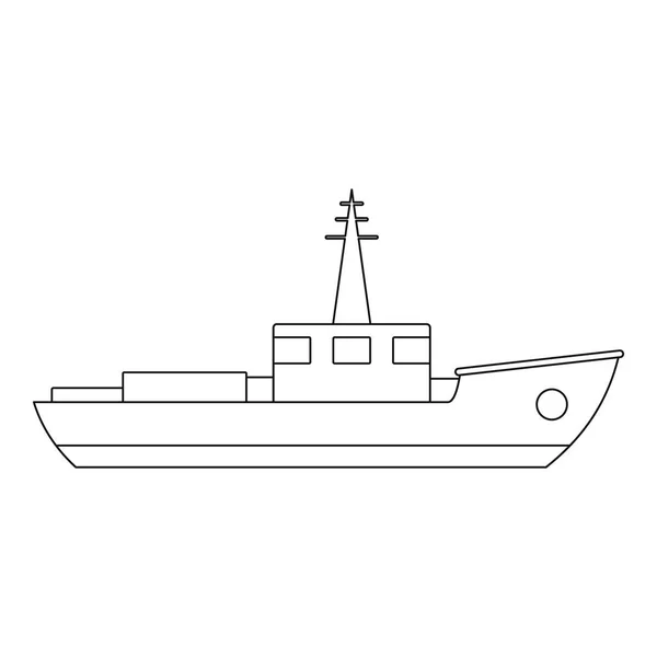 Icono de barco pequeño, estilo de contorno . — Vector de stock