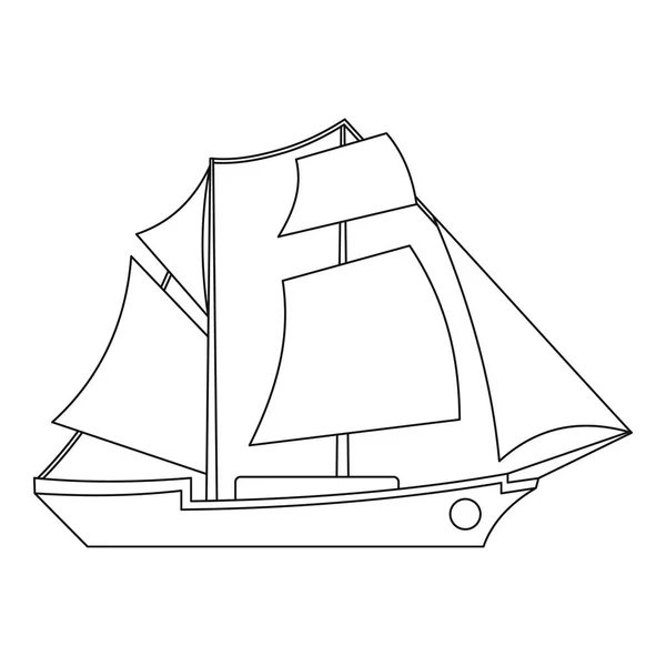 Icona della nave a vela, stile contorno . — Vettoriale Stock