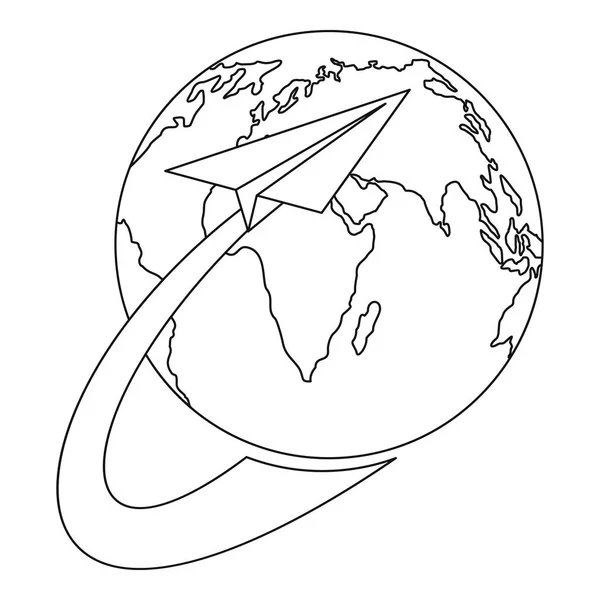 Icône autour du monde, style contour . — Image vectorielle