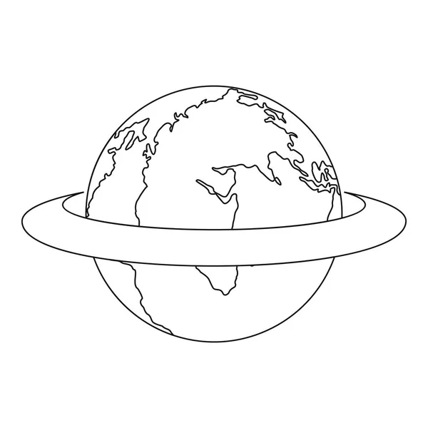 Icône autour de la terre, style contour . — Image vectorielle