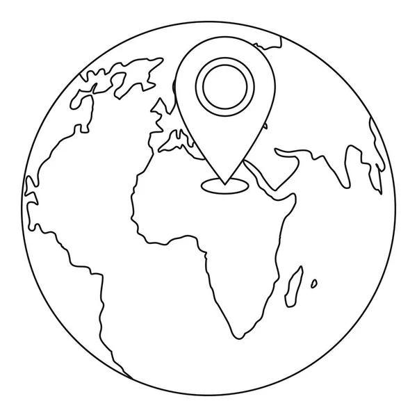 导航地球图标, 轮廓样式. — 图库矢量图片