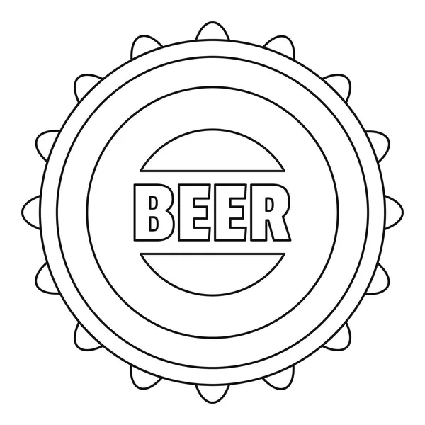 Icono de tapa de cerveza, estilo de contorno . — Archivo Imágenes Vectoriales