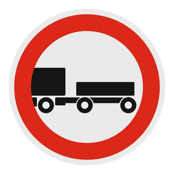 Aanhangwagen is verboden pictogram, vlakke stijl. — Stockvector