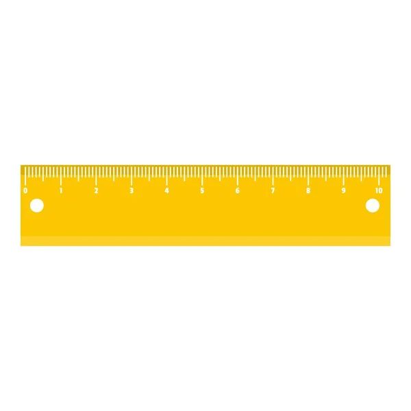 Gelbes kurzes Lineal-Symbol, flacher Stil. — Stockvektor