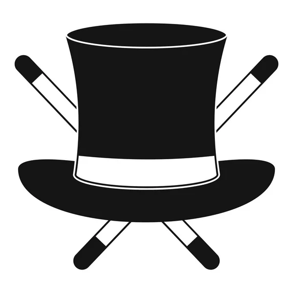 Sombrero con un icono de palo, estilo simple . — Vector de stock