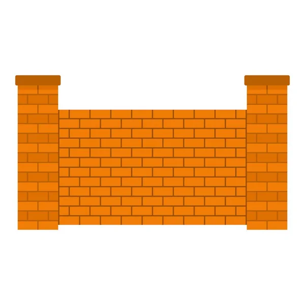 Fence of brick icon, flat style. — Stock Vector