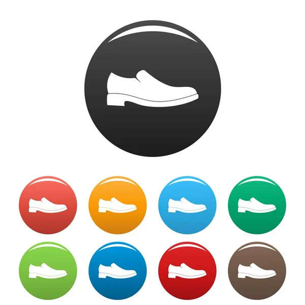 Men shoe icons set collection circle — Stock Vector
