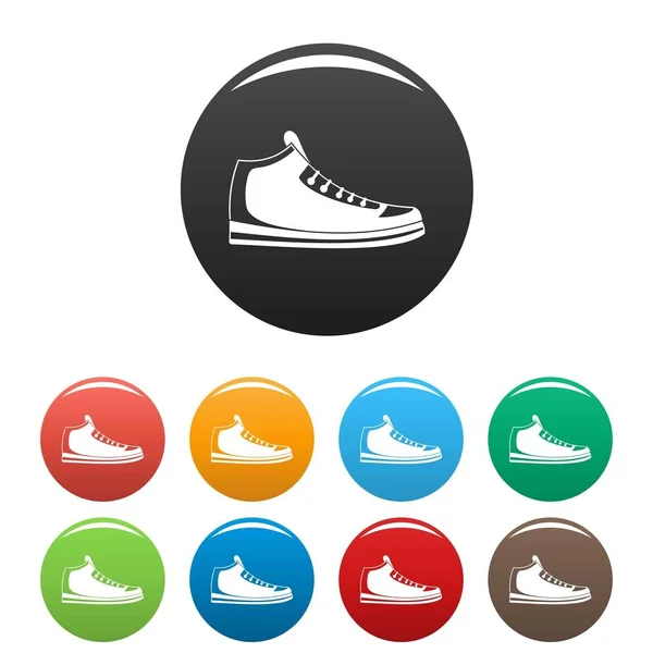 Sneakers icons set collection circle — Stock Vector