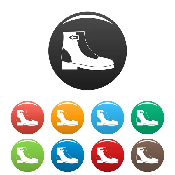 Woman boots icons set collection circle — Stock Vector