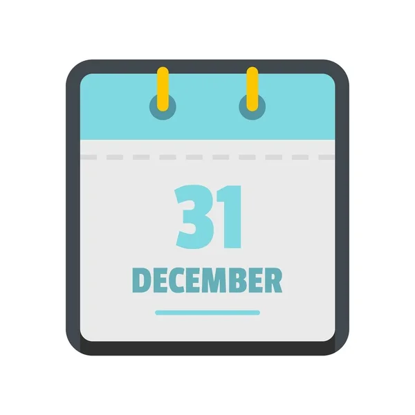 Trettio första december kalenderikonen, platt stil — Stock vektor